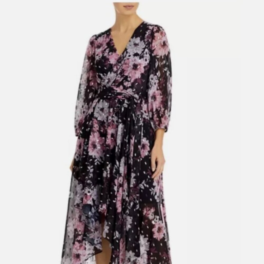 Eliza J Floral Tie-Waist Gown
